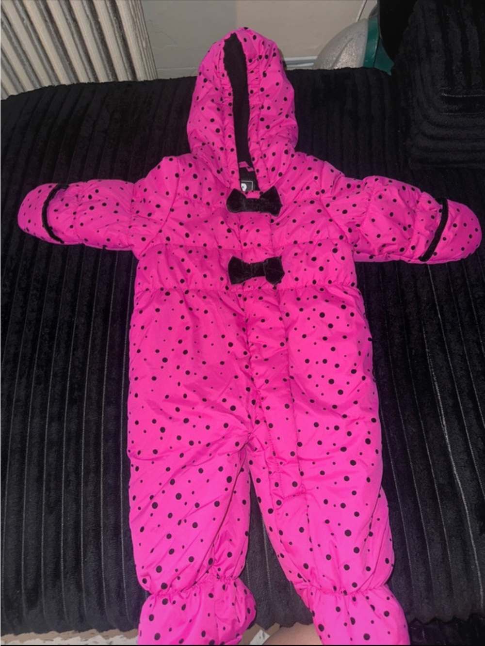 Hot Pink Polka Dot Baby Girl Snowsuit